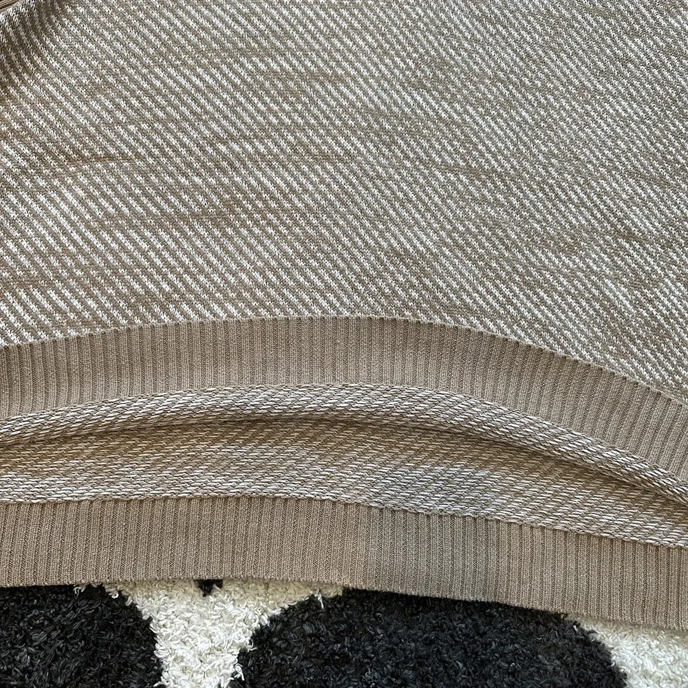 Michael Kors Turtleneck Poncho Sweater Camel‎ White Diagonal Knit Womens XL